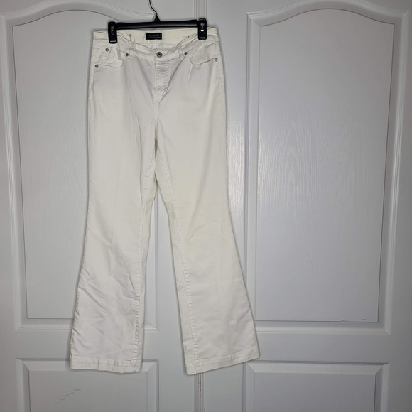 Talbots womens boot cut White Jeans Button Zip Cotton Stretch 30" Waist - Picture 1 of 7